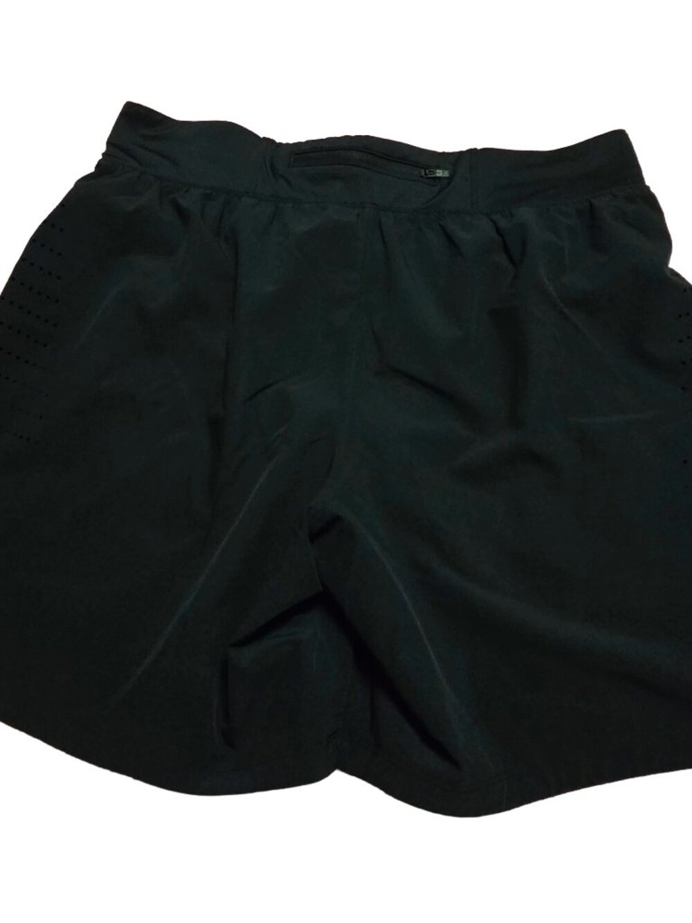 EUC Under Armour Women's Black Running Shorts Built-In Panties Fitted Large Poly - Picture 4 of 13